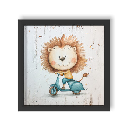 Scooter Lion: Joyful Wall Frame