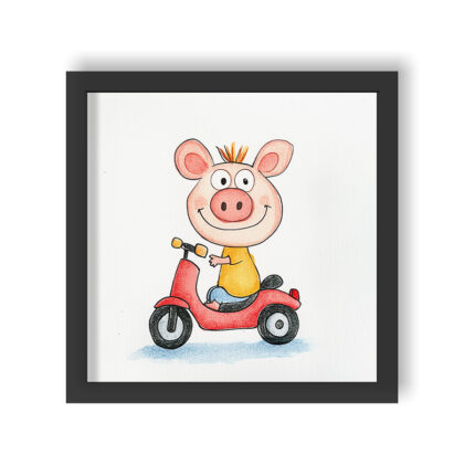 Scootin’ Piggy: Fun Wall Frame
