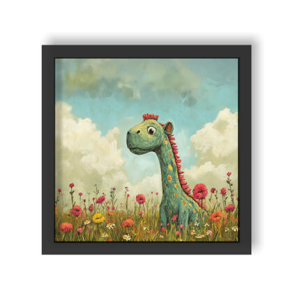 Wildflower Dino: Playful Wall Frame