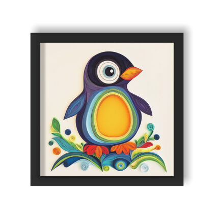Penguin Charmer: Vibrant Quilling Wall Frame