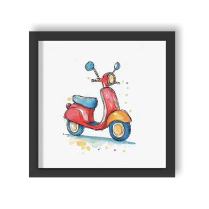 Retro Red Scooter: Nostalgic Wall Frame