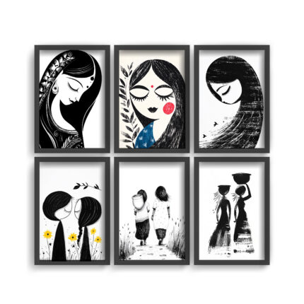 Grace in Shades: Minimalist Feminine Wall Frame Set