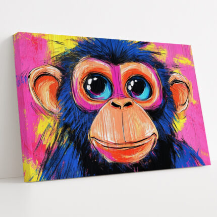 Neon Chimp - Canvas Painting by Paper Pajama Company