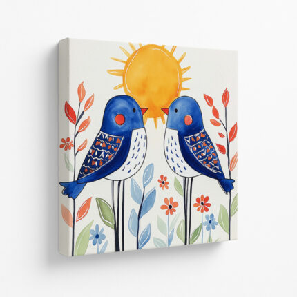 Sunlit Lovebirds - Canvas Painting by Paper Pajama Company