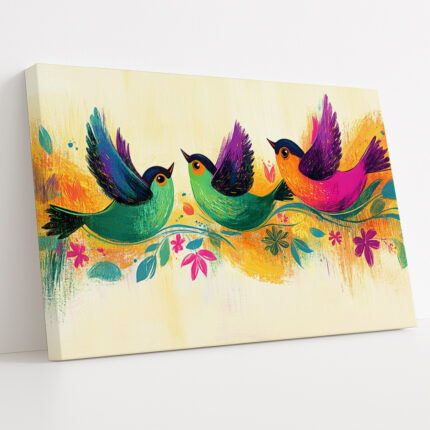 Pastel Flock - Canvas Painting by Paper Pajama Company