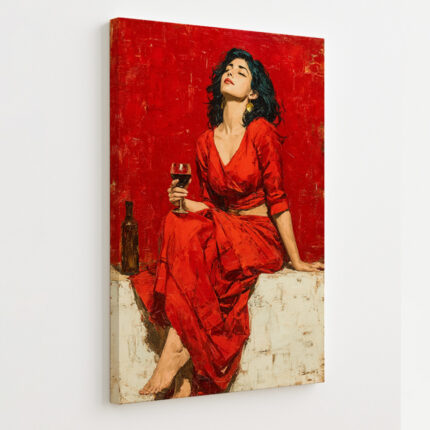 Red Wine Muse - Canvas Painting by Paper Pajama Company